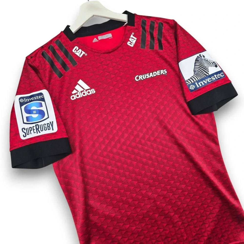 Adidas Crusaders Rugby Jersey Mens L Red Polyester Geometric Super Rugby ED7949